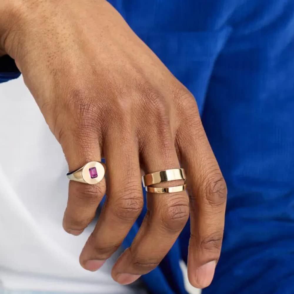 NOKMIT 5mm 14K Gold Filled Rings for Women Girls Dainty Thick Wedding Band Couple Anniversary Engagement Thumb Ring Gifts High Polished Plain Flat Cigar Band Tarnish Resistant Comfort Fit Size 4 to 11 - Image 10