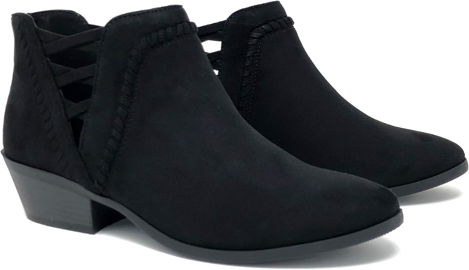 Soda Sincere Women's Low Ankle Heel Bootie with Elastic Cross Straps - Image 4