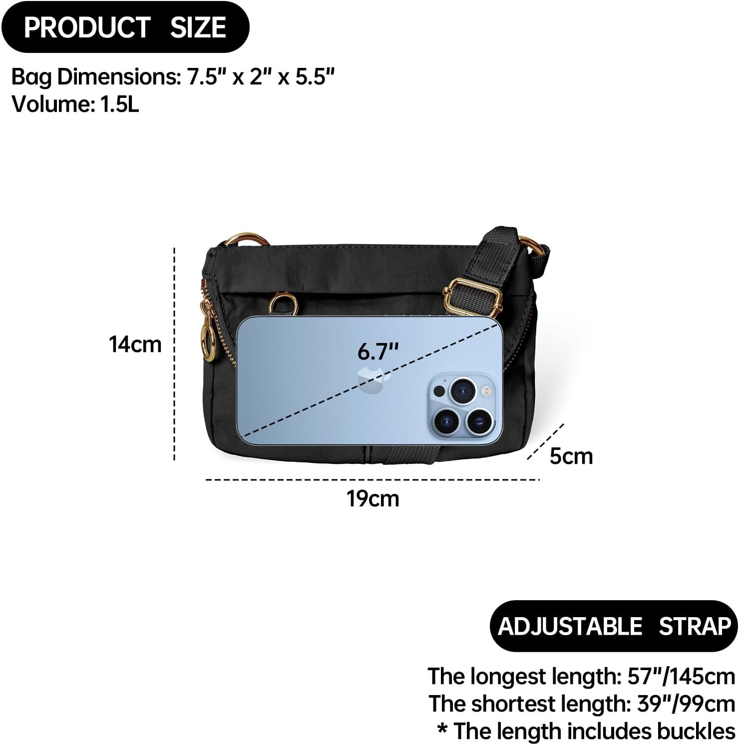 Crossbody Bag for Women, All Night Festival Bag Adjustable Strap Purse Nylon Handbags for Travel Work Casual Outdoor - Image 4