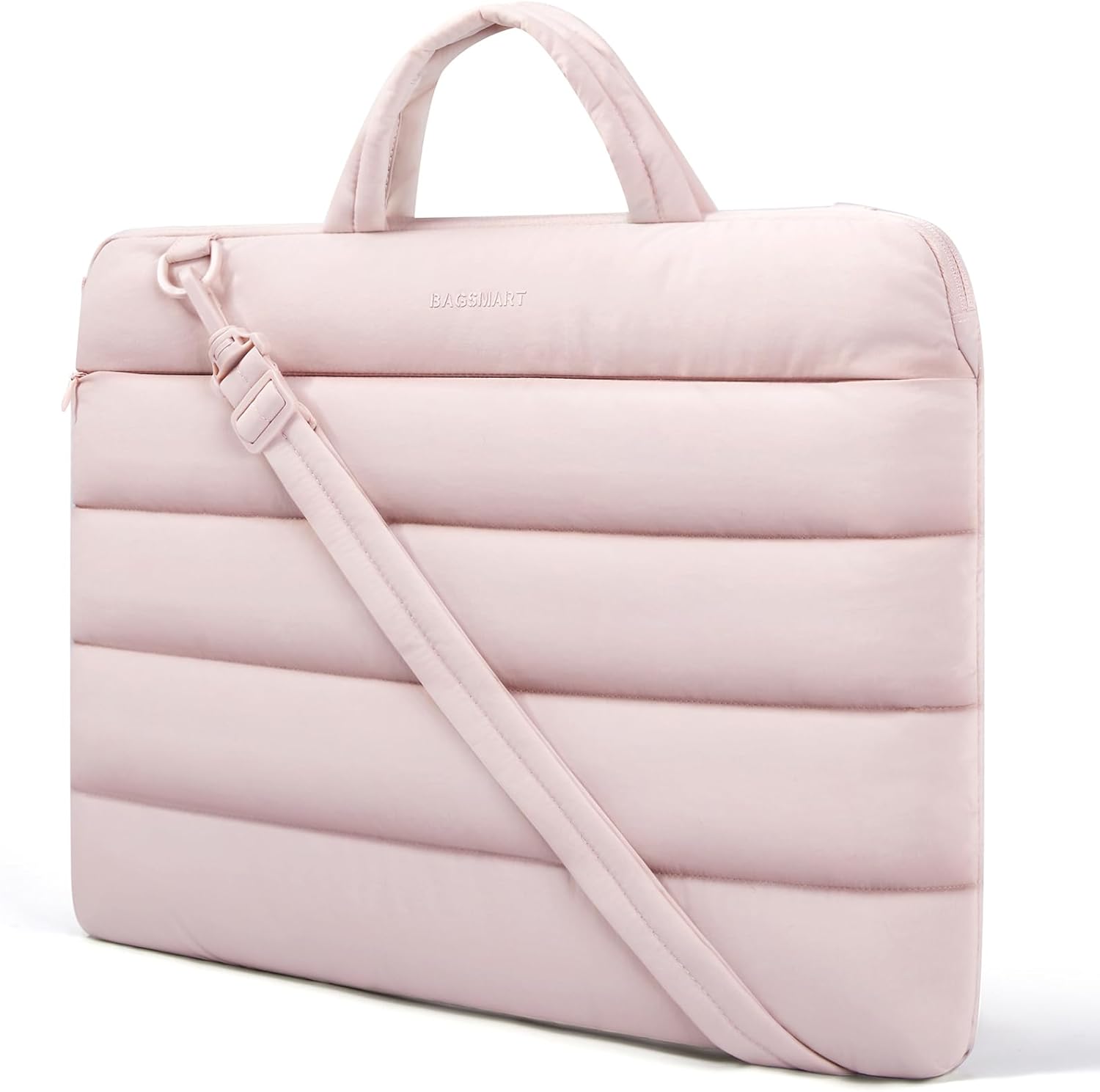 BAGSMART 15-16 inch Laptop Bag, Puffy cute Laptop Case Sleeve with Handle for Women, Portable Macbook Air/Pro 13 inch Case Sleeve with Strap, Pink - Image 2