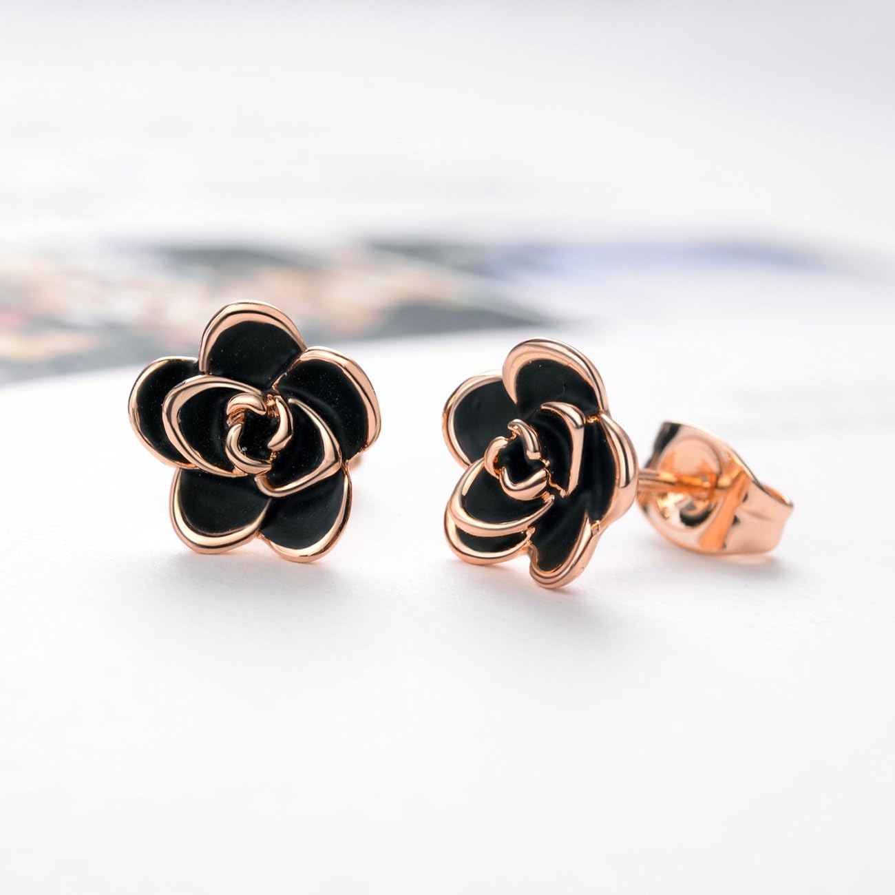 AllenCOCO Rose Flower Stud Earrings for Women Sensitive Ears, Hypoallergenic Cute Gold And Silver Rose Flower Earrings Studs for Women Nickel Free - Image 3