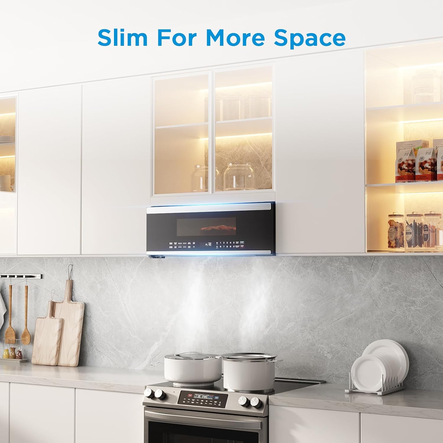 Midea MMO12S3ASTZ Over the Range Oven, 1.2 Cu.ft Slim, Stainless Steel Microwaves, 1000W Heating Power with 400CMF Vent Fan - Image 3