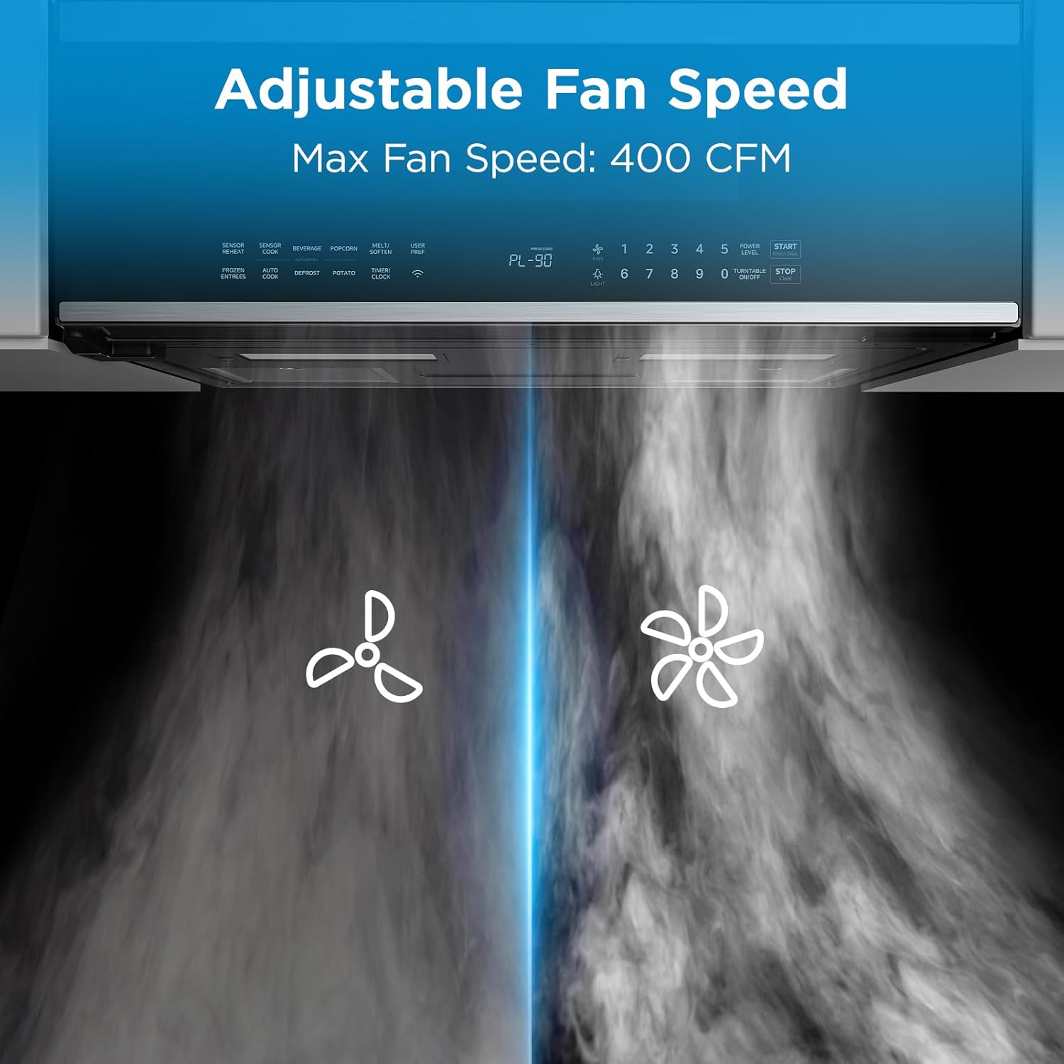 Midea MMO12S3ASTZ Over the Range Oven, 1.2 Cu.ft Slim, Stainless Steel Microwaves, 1000W Heating Power with 400CMF Vent Fan - Image 10