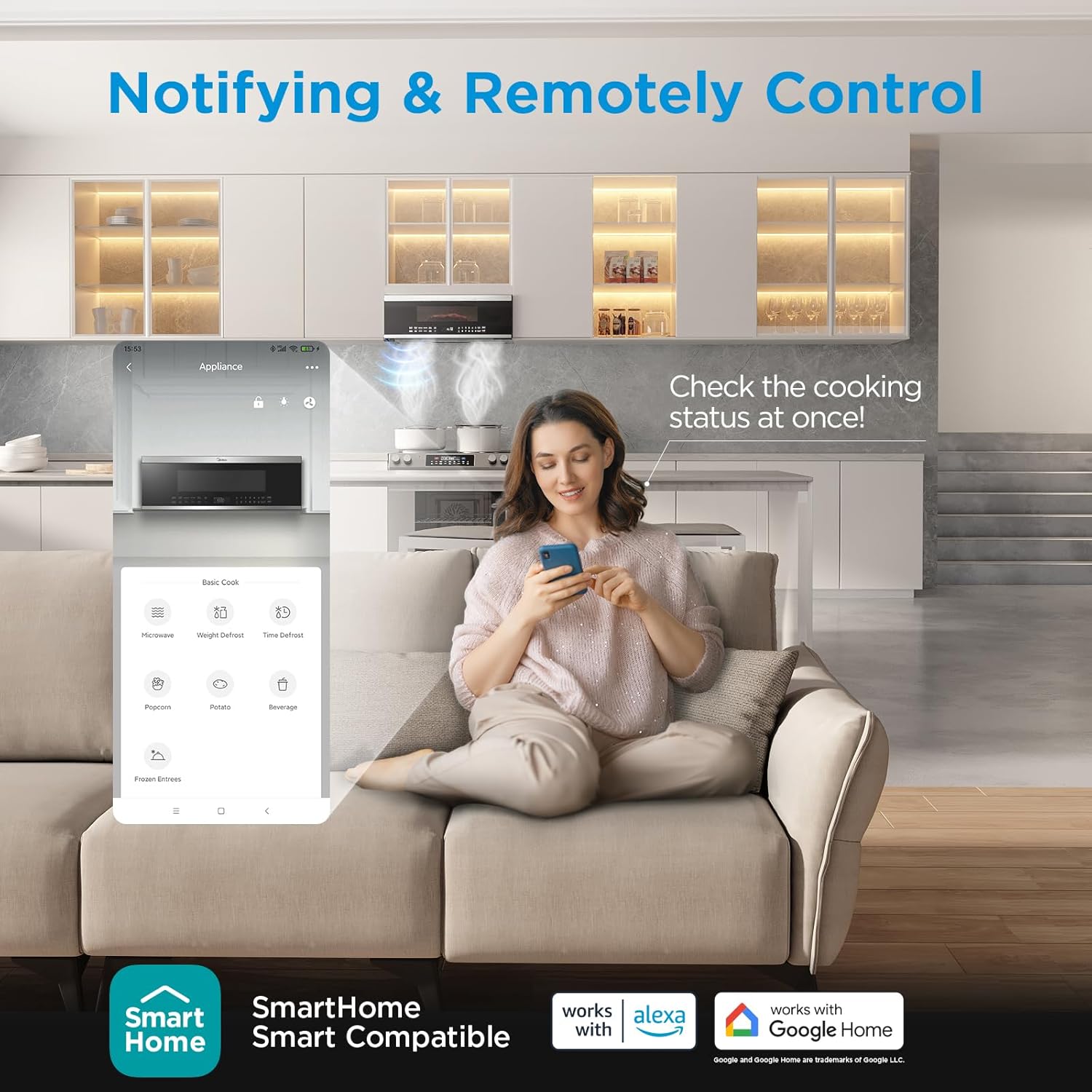 Midea MMO12S3ASTZ Over the Range Oven, 1.2 Cu.ft Slim, Stainless Steel Microwaves, 1000W Heating Power with 400CMF Vent Fan - Image 5