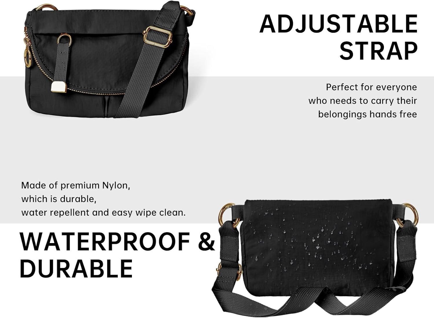 Crossbody Bag for Women, All Night Festival Bag Adjustable Strap Purse Nylon Handbags for Travel Work Casual Outdoor - Image 8