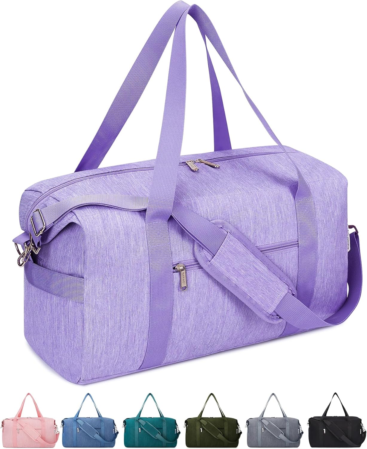 Narwey Weekender Bag for Women Overnight Bag Hospital Bag Travel Duffel Bag Spirit Airlines Personal Item Bag 18x14x8 Carry on Bag Underseat with Wet Pocket Small Gym Bag (Purple) - Image 2