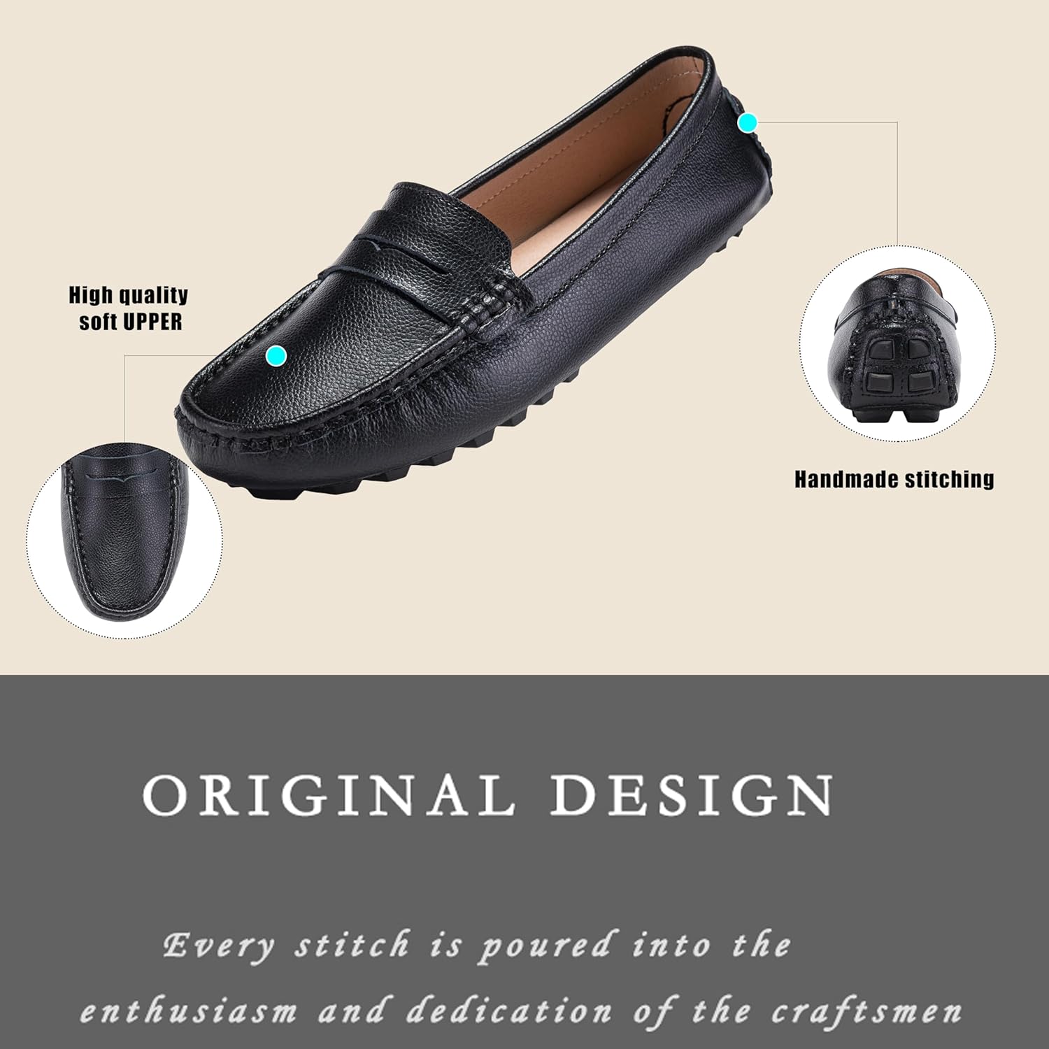 BEAUSEEN Women's Genuine Leather Penny Loafers Classic Driving Moccasins Casual Slip On Comfort Women Loafer Shoes - Image 4