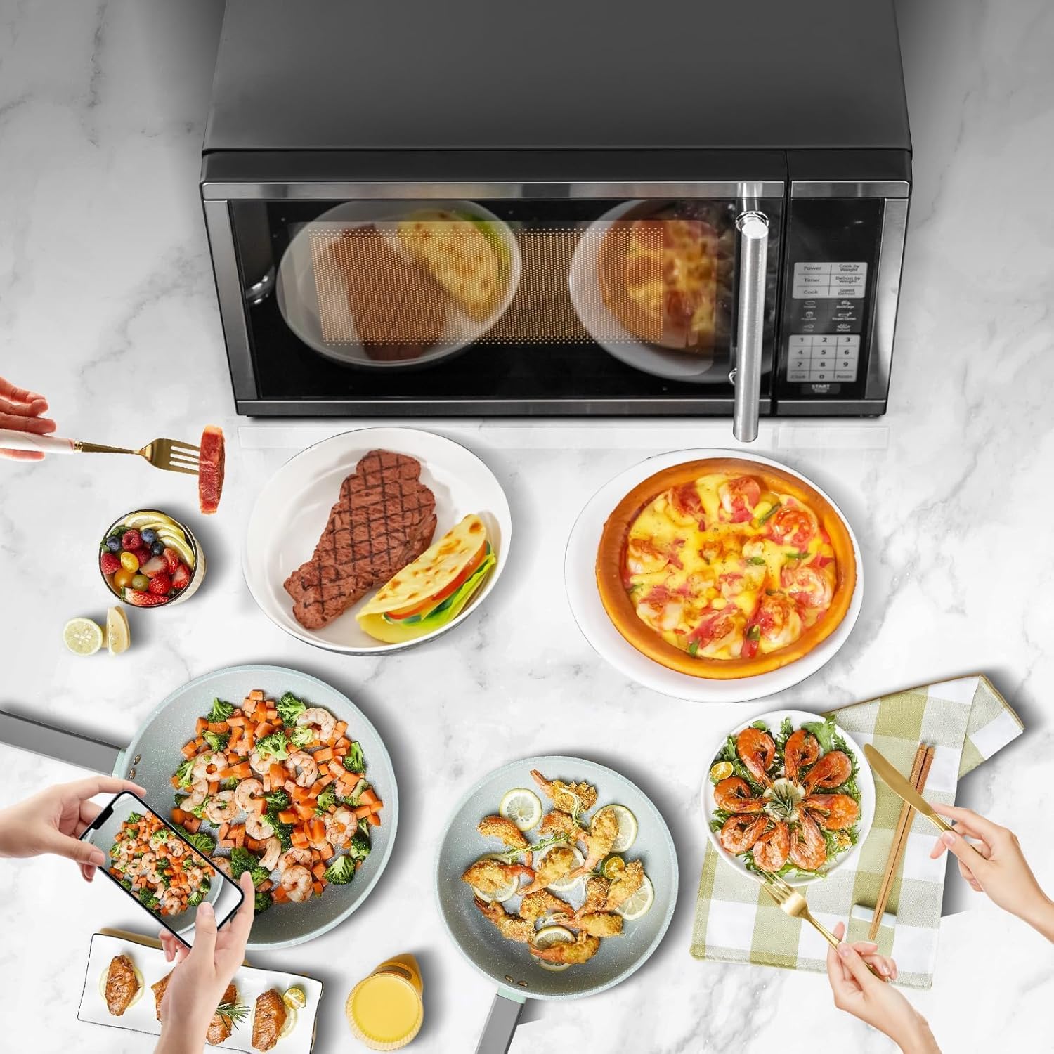 Countertop Microwave Ovens 700 Watts, 0.7 Cu. Ft. Microwave Oven With LED Lighting,Turntable and Child Lock,Compact Microwave Perfect for Apartments and Dorms,Easy Clean Interior - Image 7